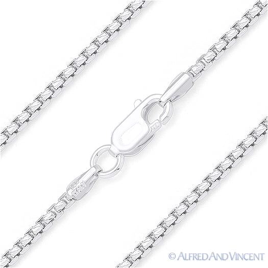 Sterling Silver 1mm 8 Side Diamond Cut Box Chain Necklace Multiple Sizes 